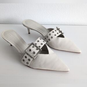 Schutz White Studded Women's Mules